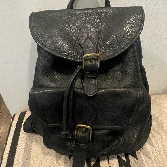 Johnson Leathers San Francisco Handbags - Johnson Leathers San Francisco black leather backpack/bag.